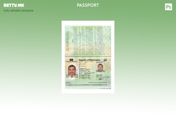 Модерен стил на сегашен шаблон за пасош на Сиера Леоне